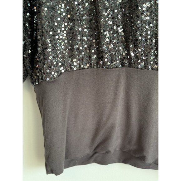 Karen Kane Women’s Gray Sequin Tunic Top Sz Large 3/4 Dolman Sleeve Holiday Glam - Picture 3 of 9